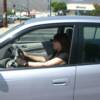 Fran Goldman, who has Stargardts Disease, has been coming to Dr. Hoeft for 36 years. She's one of the lucky ones to be able to drive using a Bioptic Telescope. (See next picture for a close-up view)